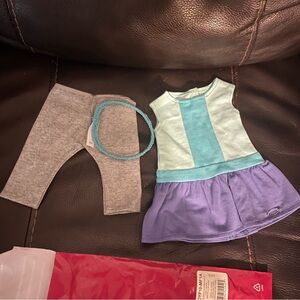 American Girl Colorblock Dress with Leggings and Headband.